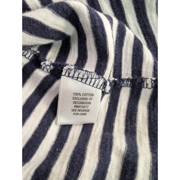 Croft Barrow Plus Size 2X Womens Blue White Striped Embroidered Short Sleeve Top - Picture 7 of 8